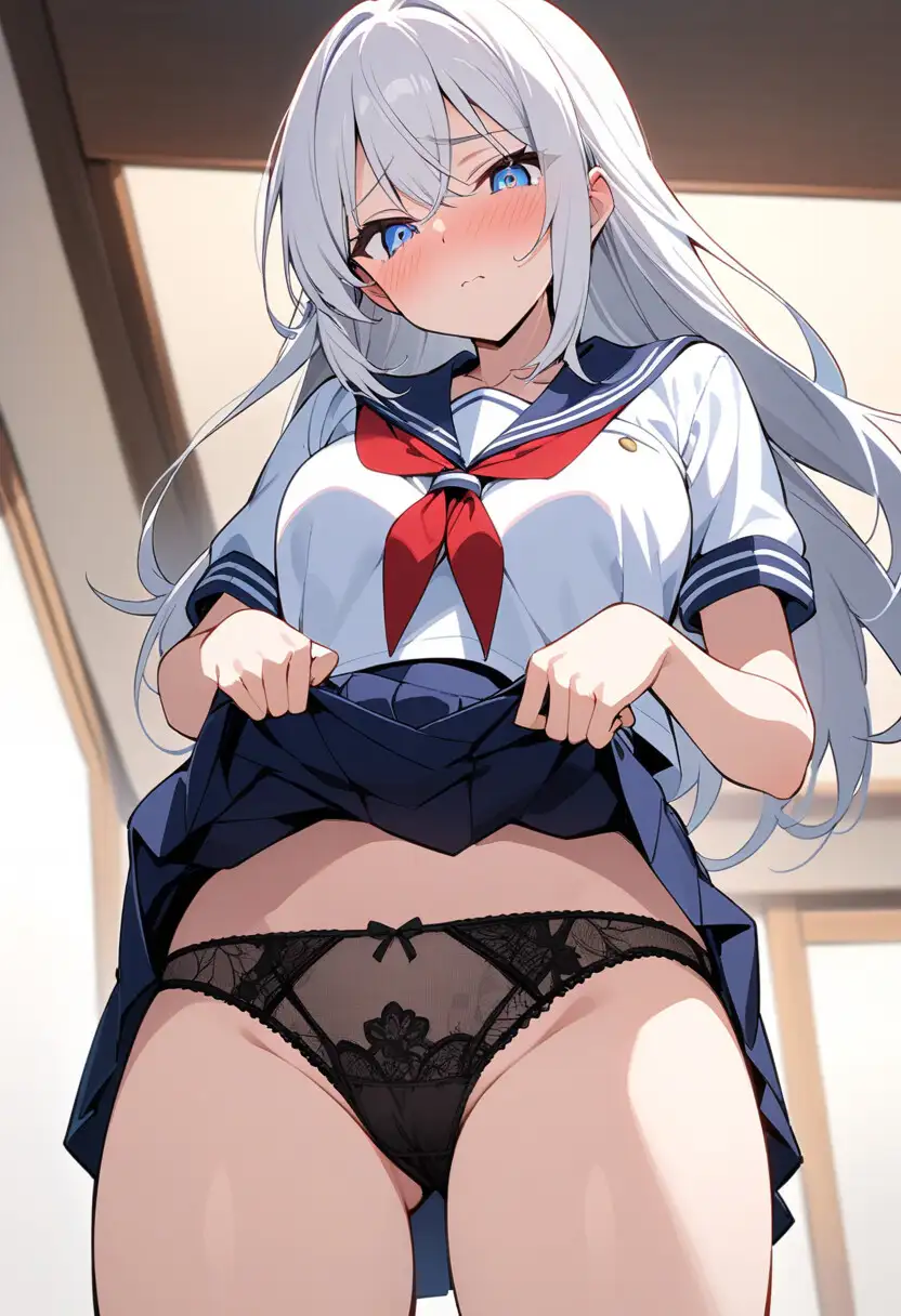セーラー服でスカートたくし上げパンチラ200枚 サンプル画像 4
