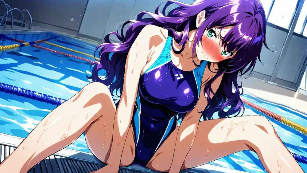 爆乳茶髪紫髪水泳美少女が熱血教師と水着姿孕ませ交尾【4K】 サンプル画像 7