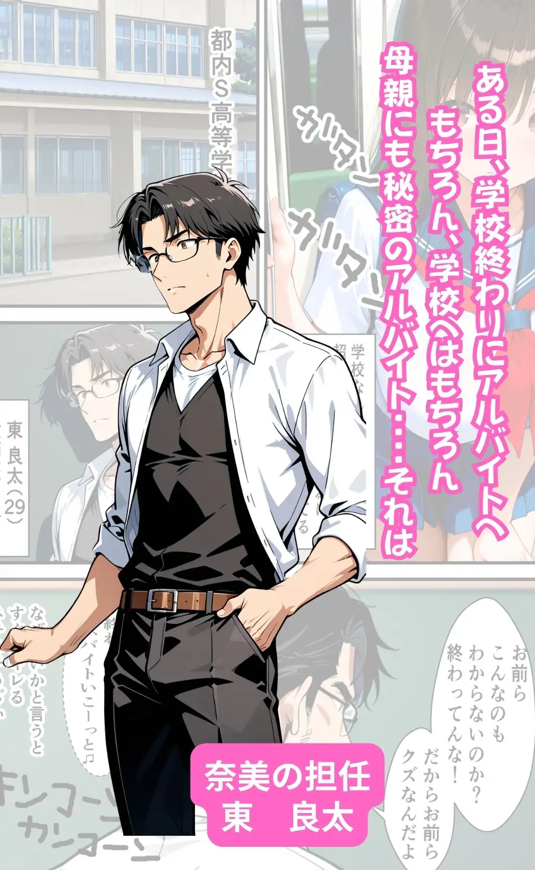 爆乳JKが風俗店でバイトしてたらキモ教師達に見つかり3P穴攻めセックスをした話 サンプル画像 2
