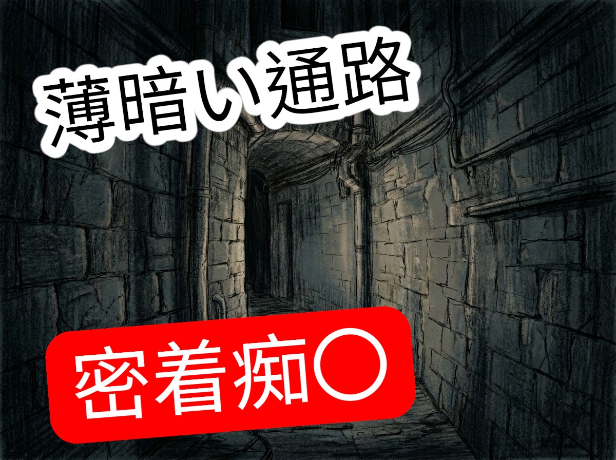 薄暗い通路で停電になり施設従業員からセクハラ痴漢されるお姉さん-1画像