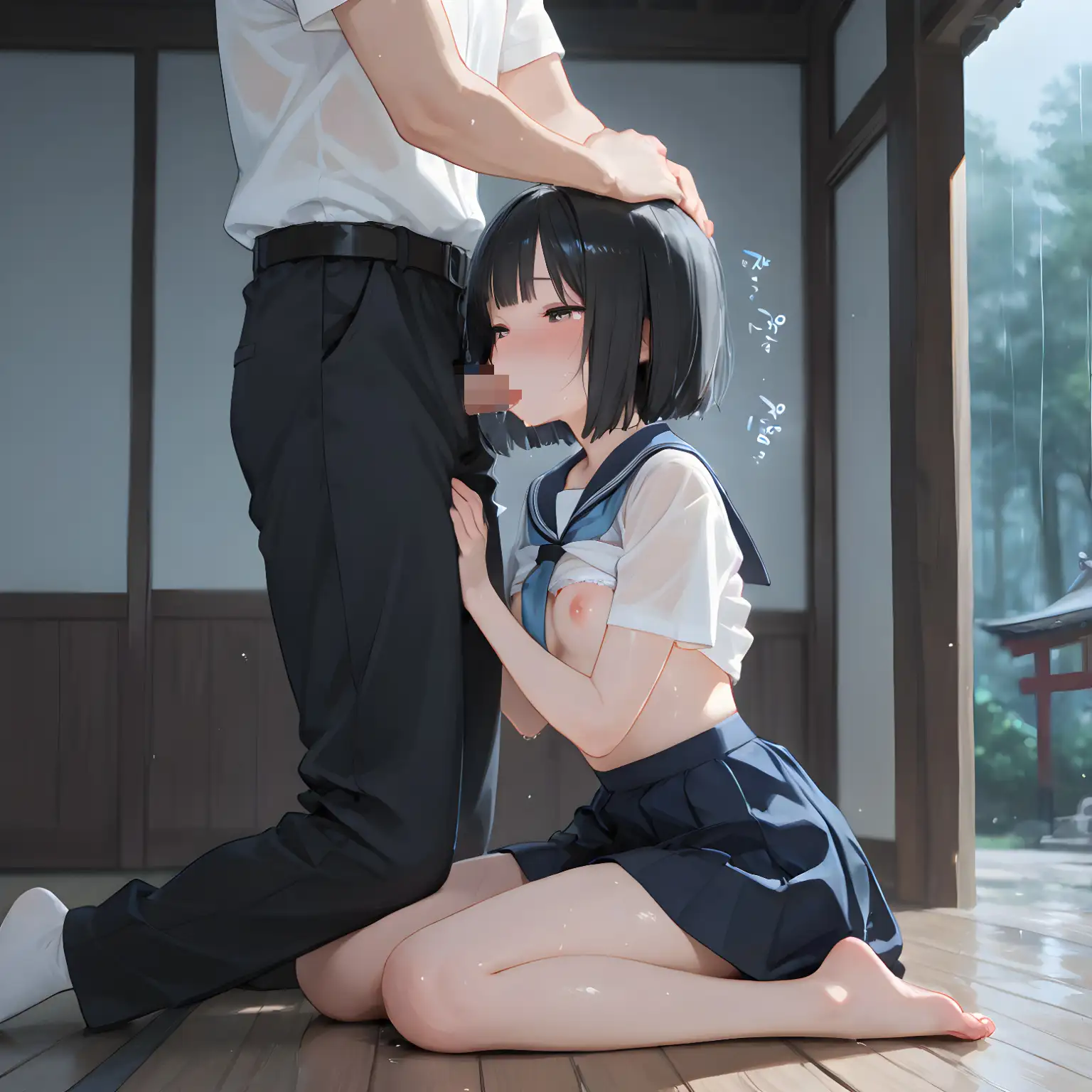雨の社、紬葉のセーラー服が乾くまで サンプル画像 5