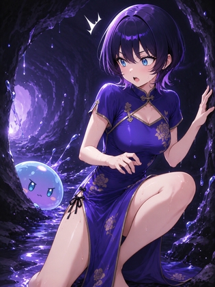 短髪紫髪の彼女はゲームの中でスライムに敗北する ～チャイナ服アバターの末路～