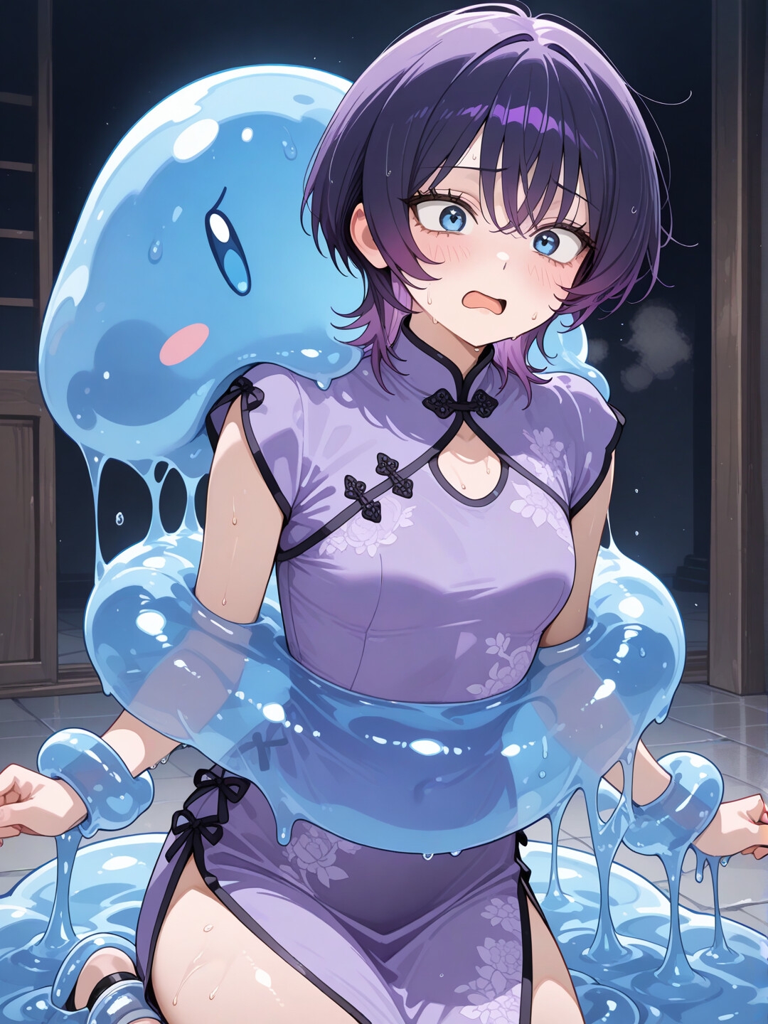短髪紫髪の彼女はゲームの中でスライムに敗北する ~チャイナ服アバターの末路~ サンプル4