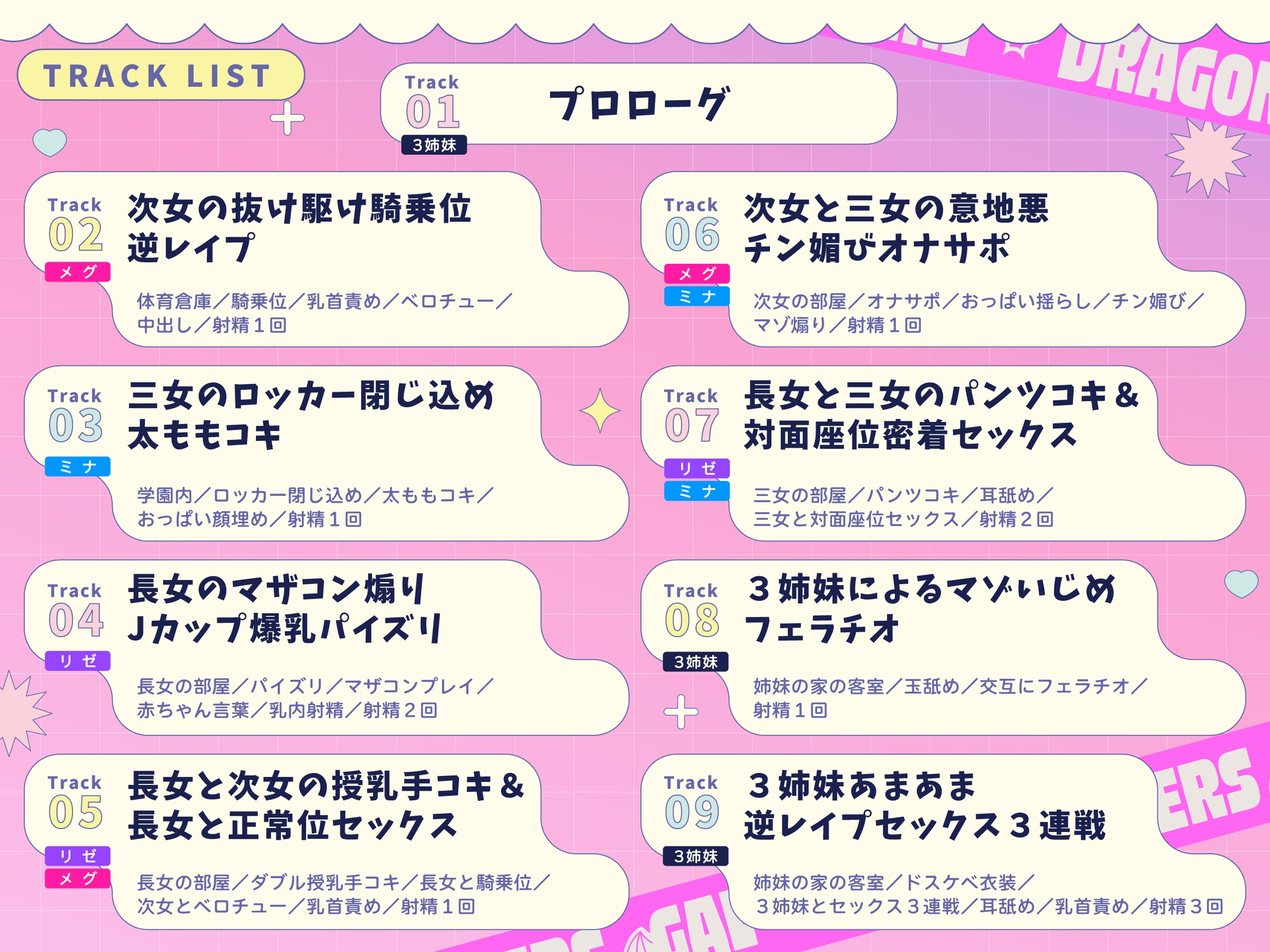 【3時間超え】ドラゴン娘3姉妹ギャルの愛の巣づくり♡~長身貴族ドラゴン娘3姉妹ギャルのマゾオス捕食えっち~【オホ声逆レ〇プ】 画像5