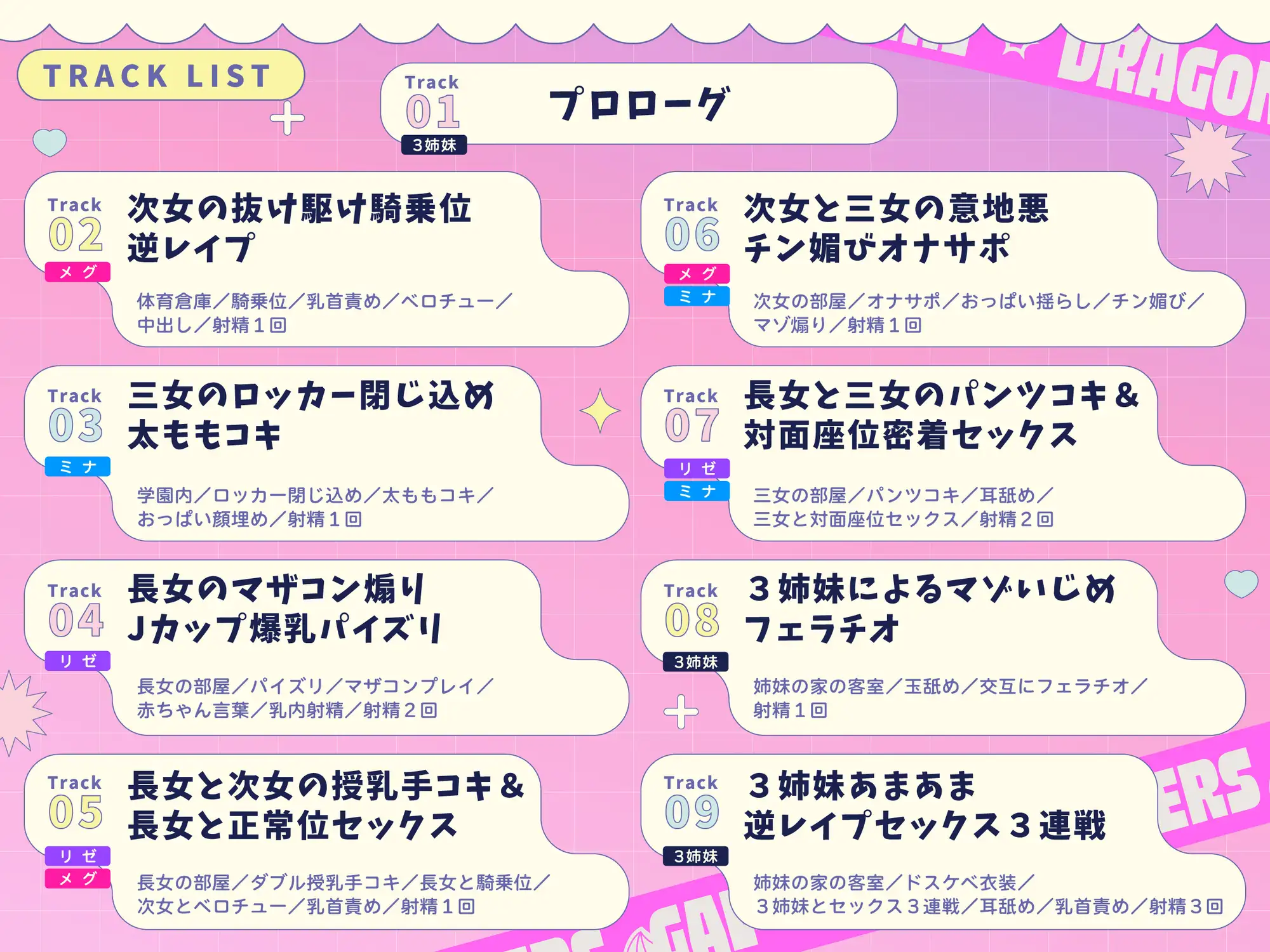 【3時間超え】ドラゴン娘3姉妹ギャルの愛の巣づくり♡~長身貴族ドラゴン娘3姉妹ギャルのマゾオス捕食えっち~【オホ声逆レ〇プ】 サンプル画像 5