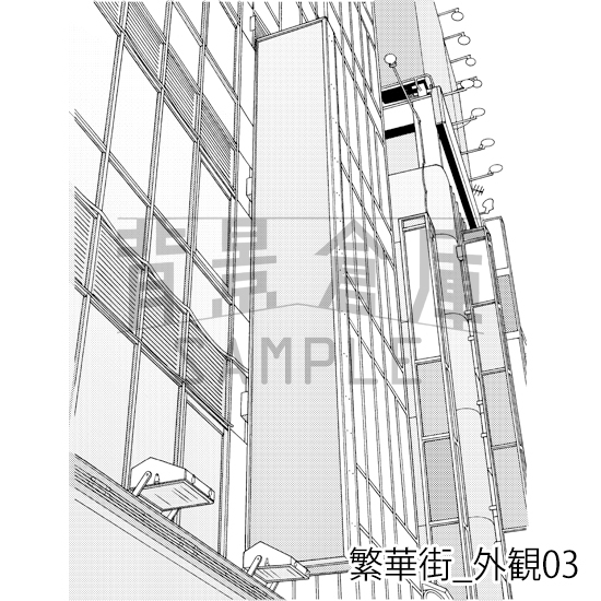 【トーンつき背景】繁華街_背景素材集7(街並) 画像3