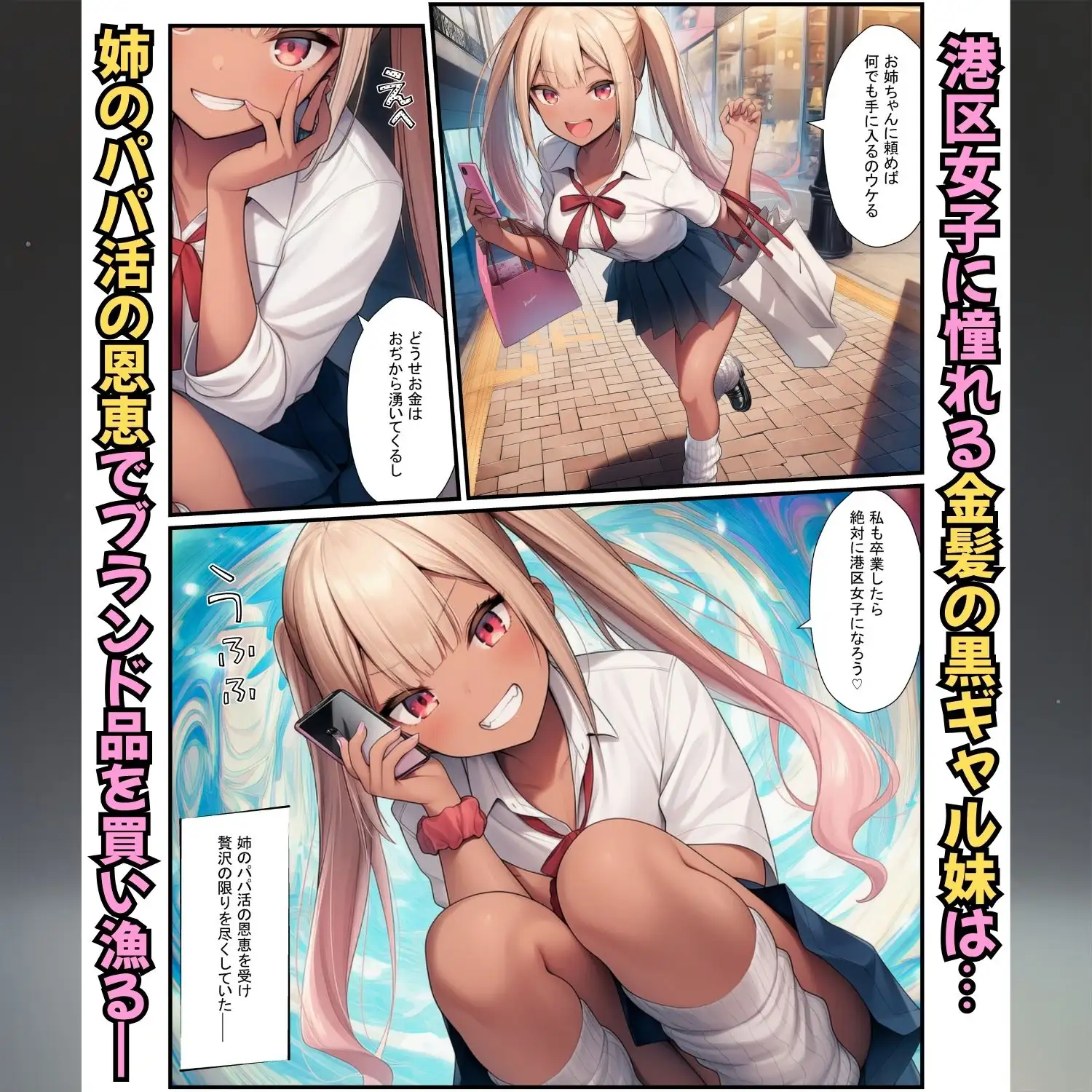 港区女子に濃厚種付け！白ギャル姉と黒ギャル妹がタワマンおぢに屈服してメス堕ち サンプル画像 2