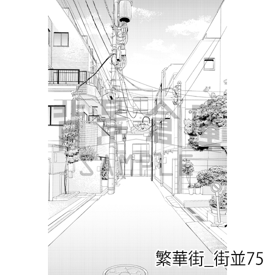 【トーンつき背景】繁華街_背景素材集14(街並) 画像3