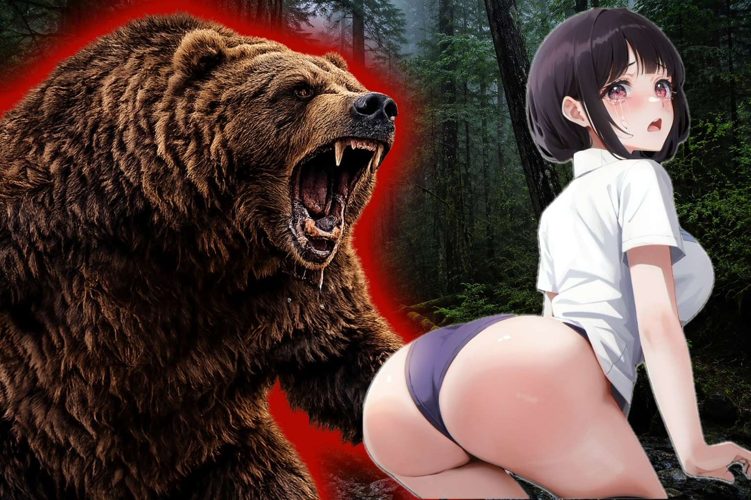 雌肉捕食！少女や美女たちがヒグマに喰われる話 人喰いモンスターがとにかく少女や若い女を喰いまくるvore捕食作品 画像1