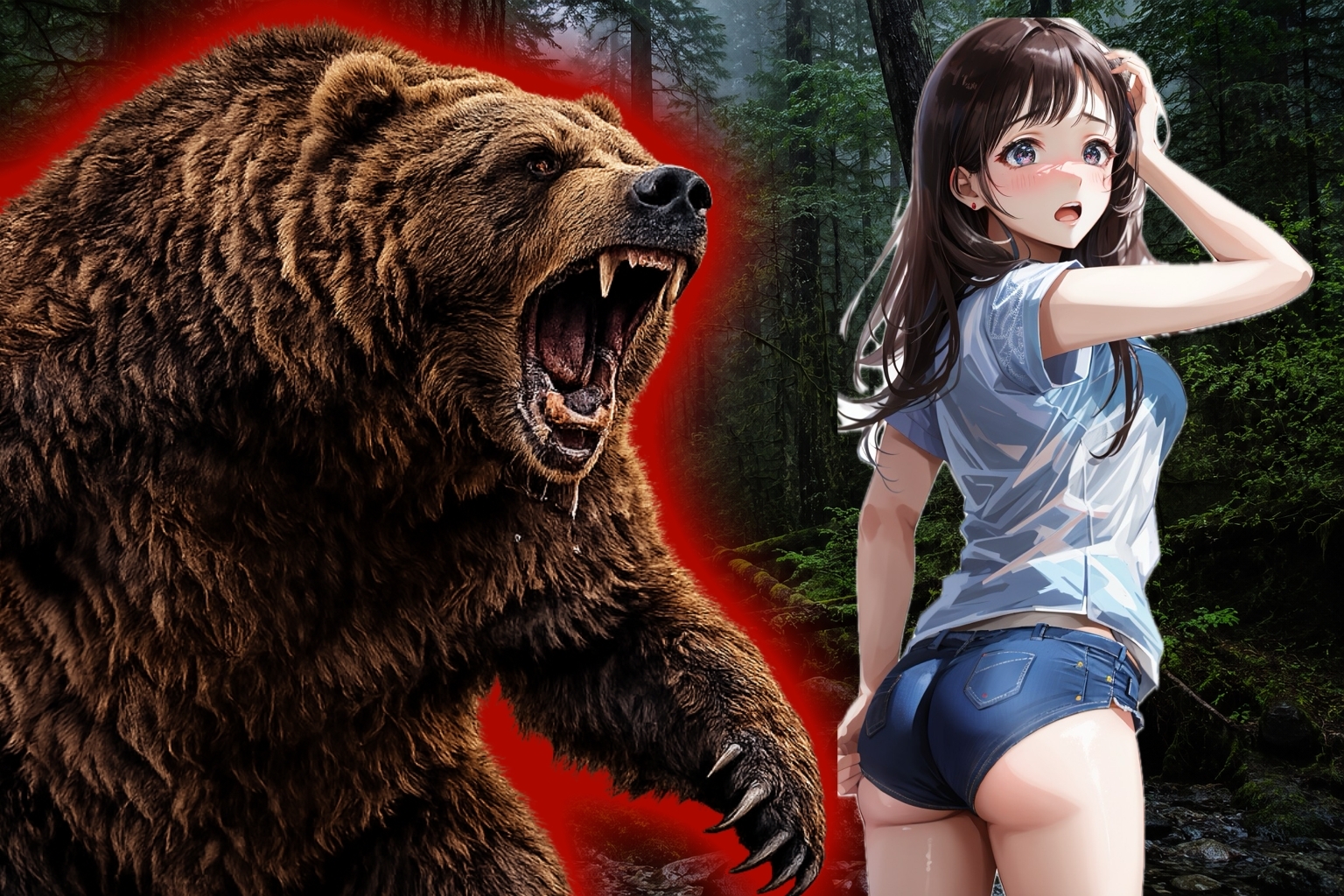 雌肉捕食！少女や美女たちがヒグマに喰われる話 人喰いモンスターがとにかく少女や若い女を喰いまくるvore捕食作品 画像2