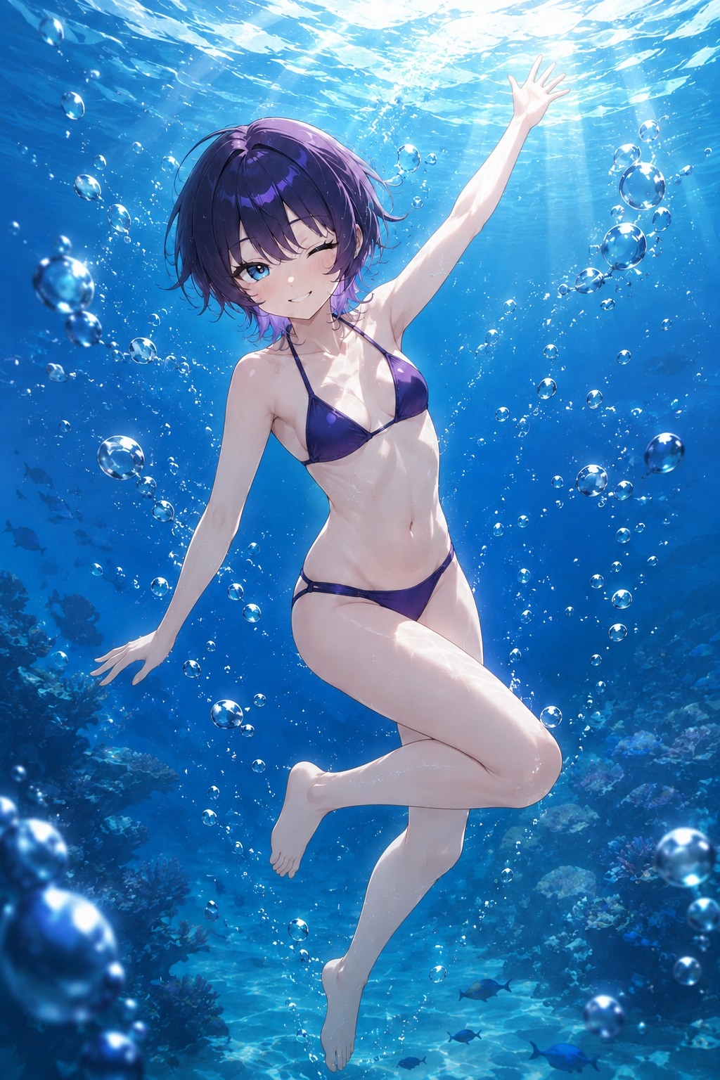 短髪紫髪の彼女と過ごす夏の海～水着姿の彼女と愛し合うリゾートの一夜～ 画像3