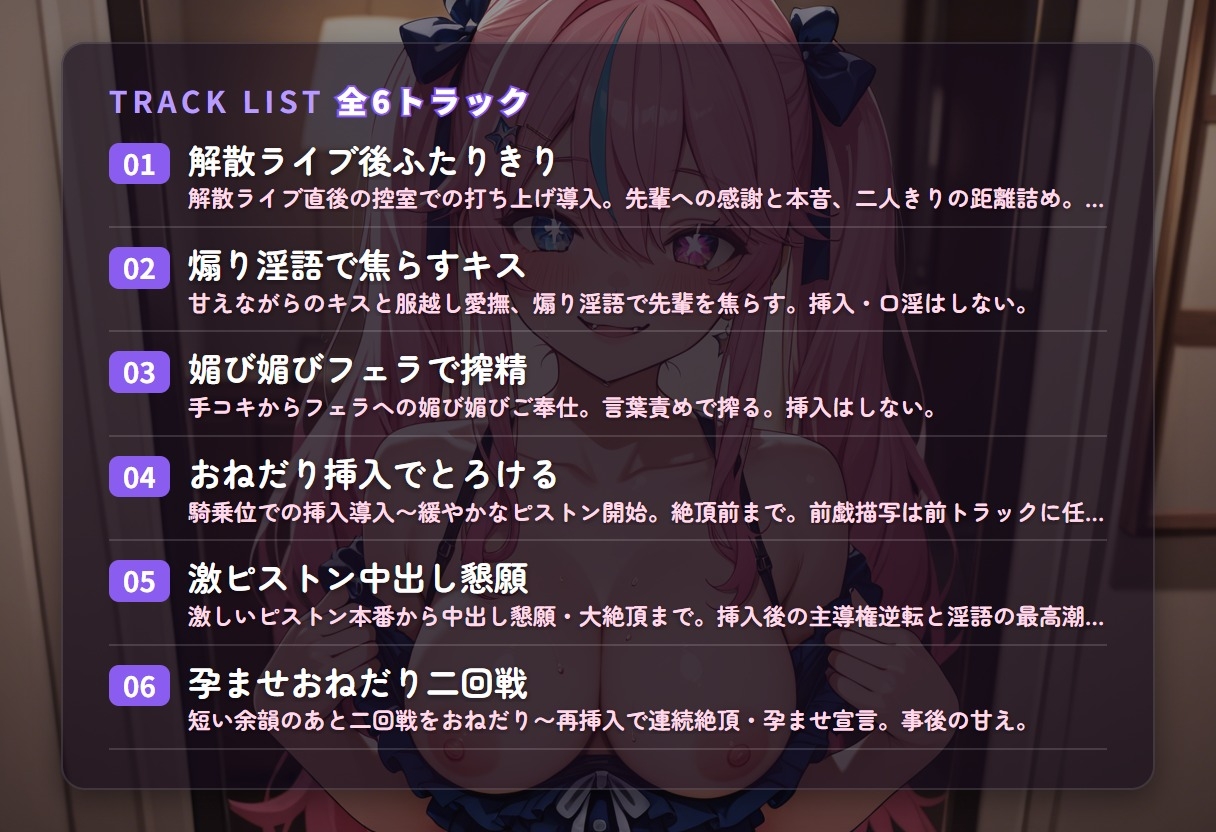 【媚び媚び奉仕×中出し懇願】解散ライブ後の地下アイドル後輩がたった一人の先輩に堕ちる ~朝まで孕ませおねだり♡~(全54分) 画像2