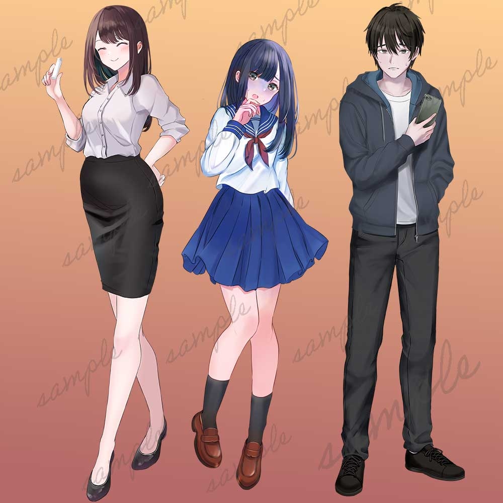 学園シナリオ向けキャラクターセット【立ち絵素材6体・表情差分付き】 画像2