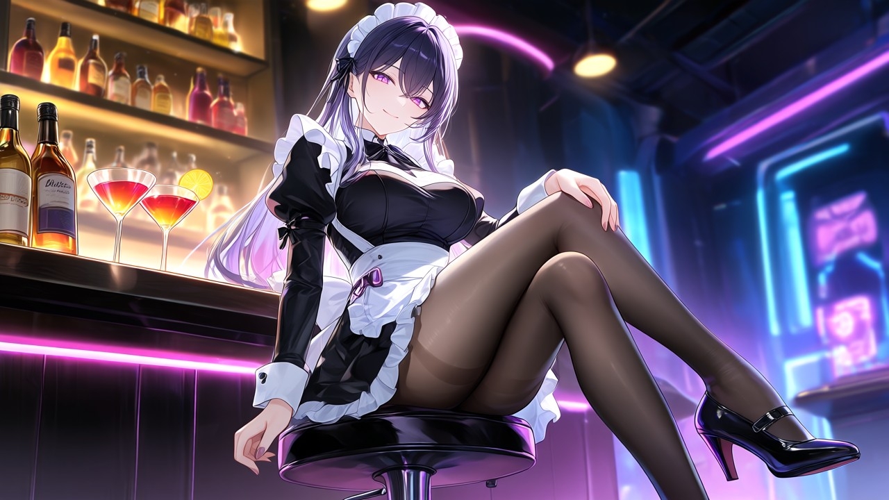【AIイラスト集】ネオサイバー美少女〜近未来メイドと黒タイツファッション〜 画像3