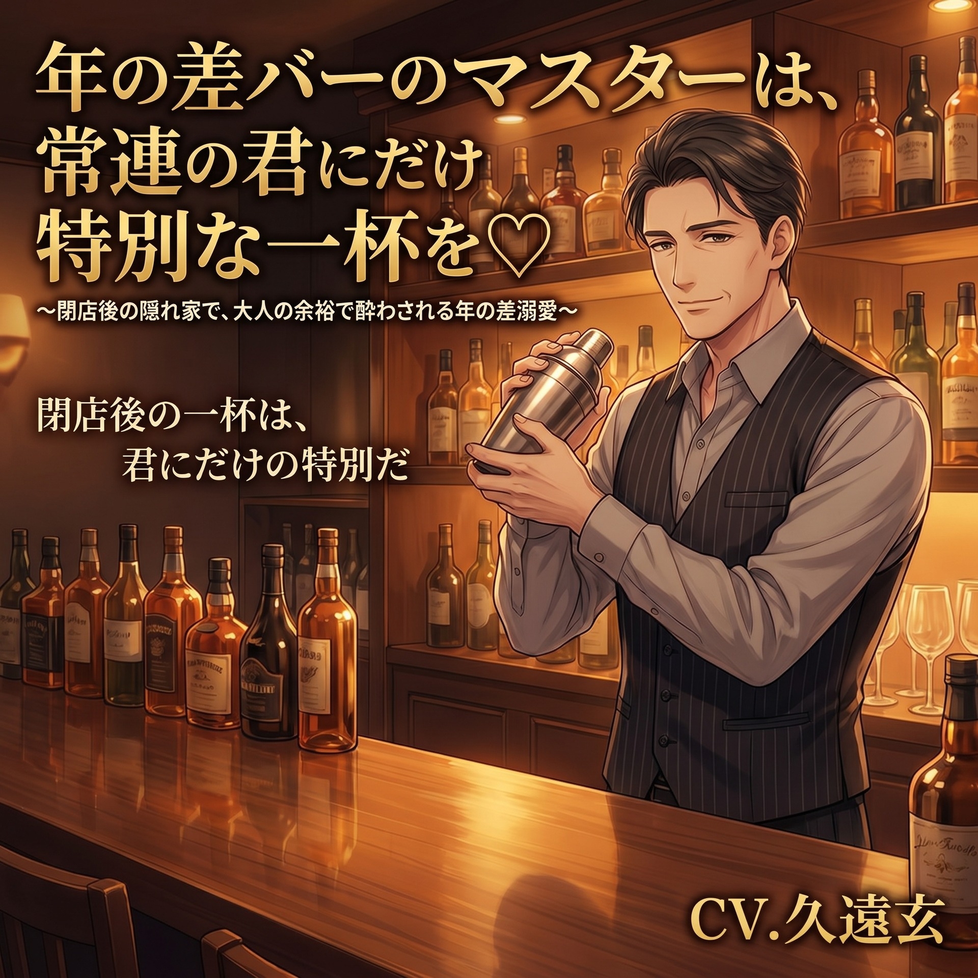 年の差バーのマスターは、常連の君にだけ特別な一杯を♡〜閉店後の隠れ家で、大人の余裕で酔わされる年の差溺愛〜【年の差/バー/溺愛/バイノーラル】-1画像