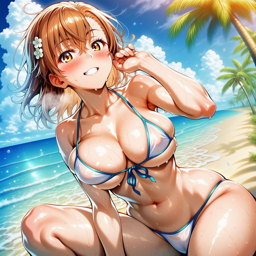 最強電撃ヒロインとある美琴のビキニグラビア 〜南国ビーチで輝く豊満ボディ〜 画像1