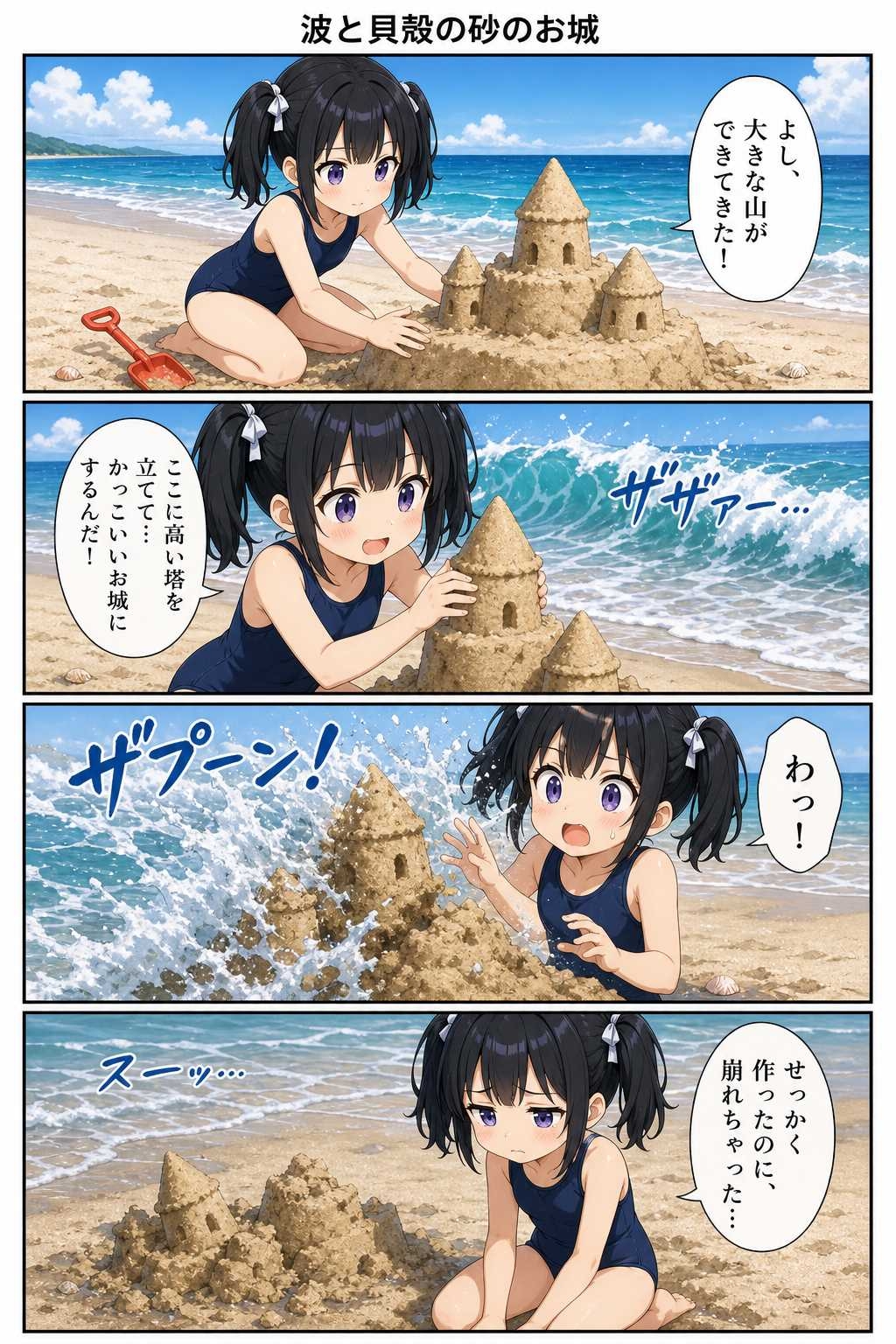 スク水少女と海-2