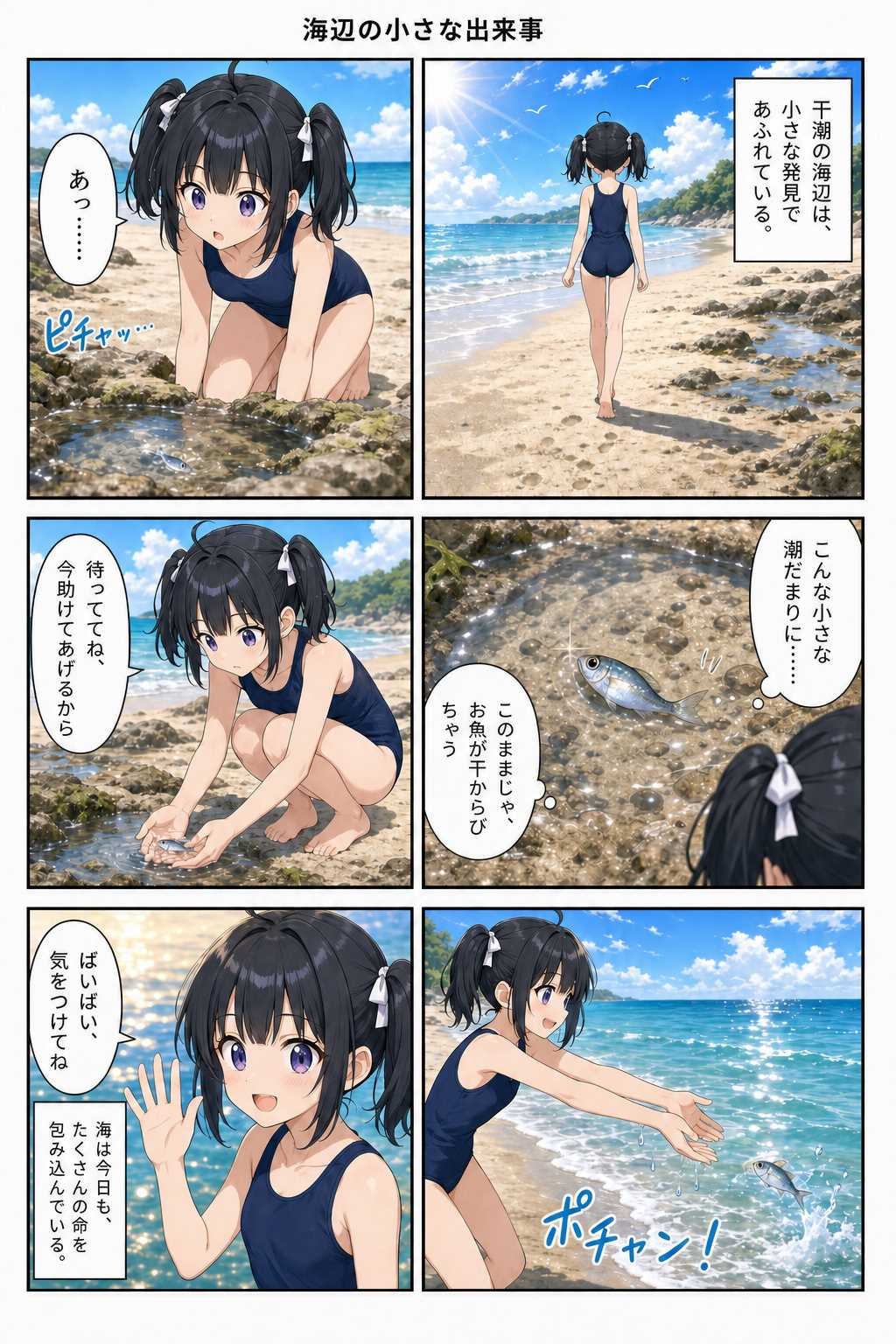 スク水少女と海-4