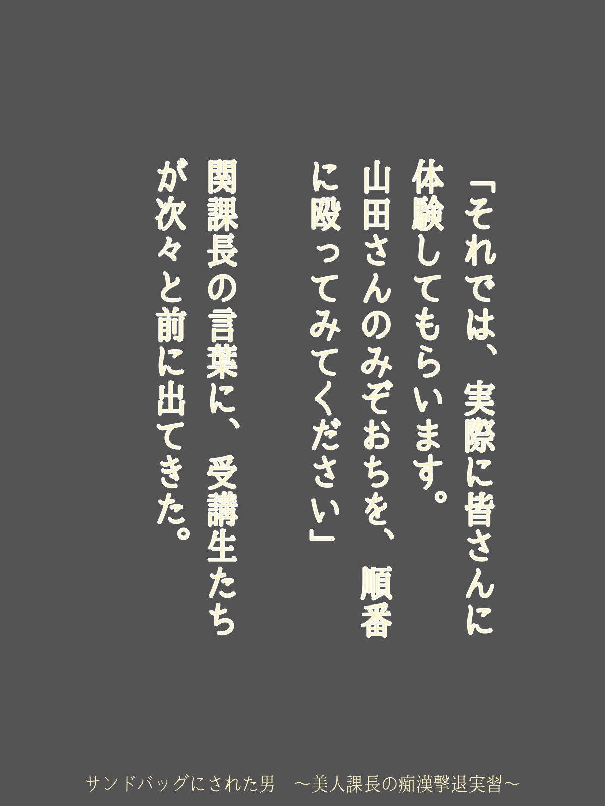 サンドバッグにされた男 ～美人課長の痴○撃退実習～