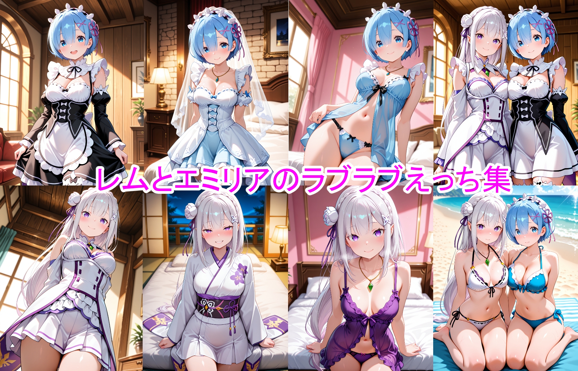 レム&エミリアと脱衣ゲーム! CG + ショートアニメ 画像1