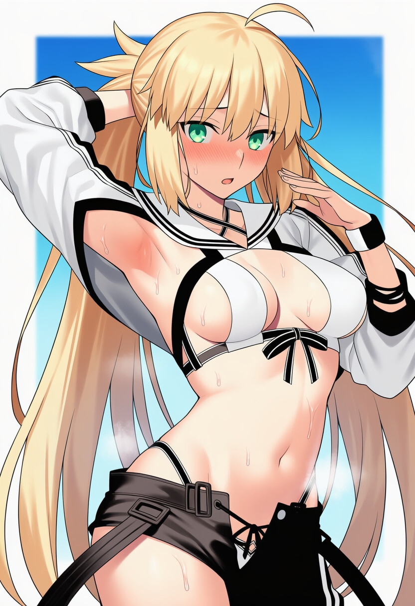FGO アルトリアキャスター 咥えゴム 腋フェチ画像 画像2