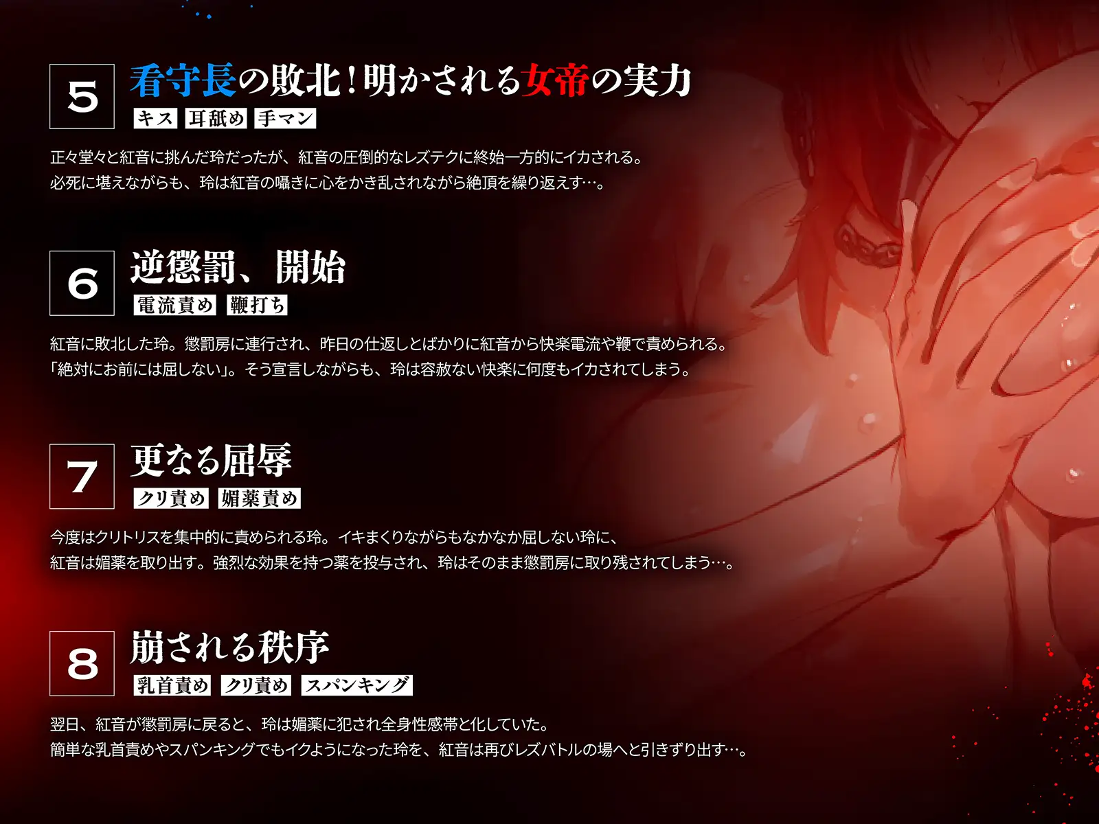 【監獄・レズバトル】刑務官vs女囚人～「鉄の女」と恐れられる女刑務官が、圧倒的なカリスマを持つ女囚人ボスに敗北し逆懲罰される話～【KU100】 サンプル画像 6
