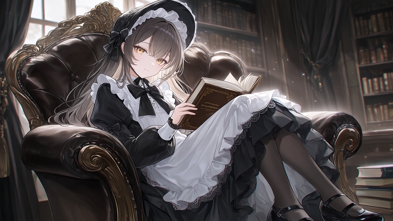 【AIイラスト集】ゴシックロリータ美少女〜優雅な黒タイツファッション〜 画像1