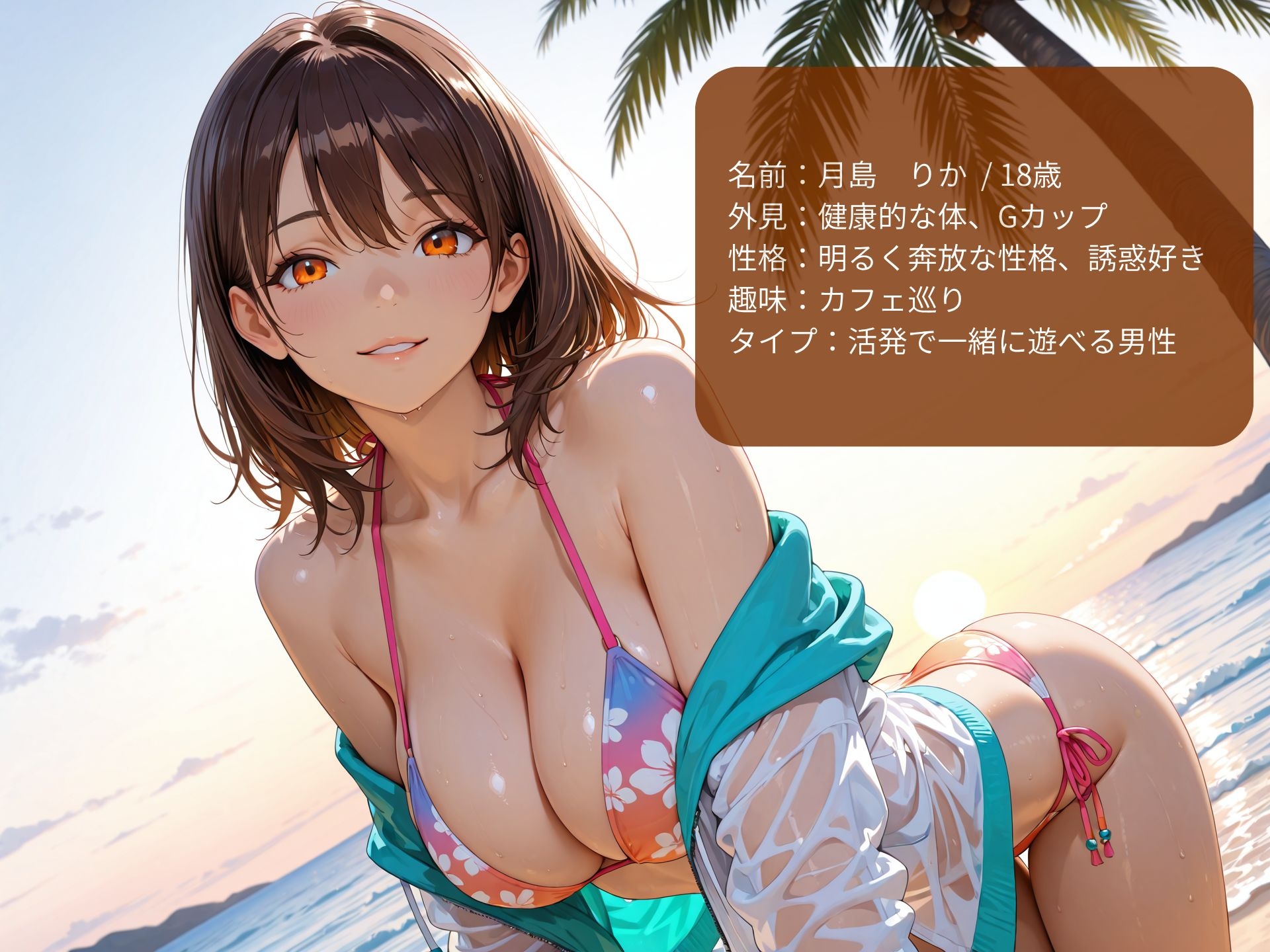 クラスで有名なヤリマン巨乳と南国ビーチで露出セックス！ サンプル1
