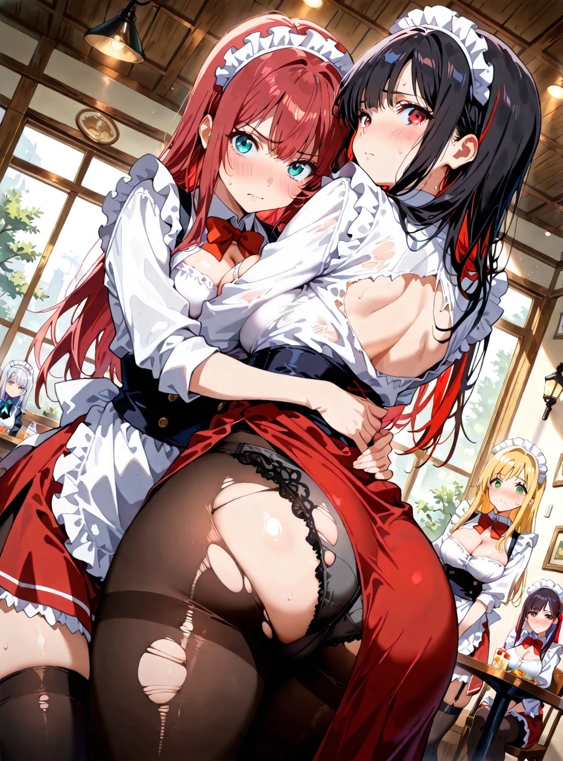 黒タイツ美少女イラスト集14ウェイトレス編 画像2