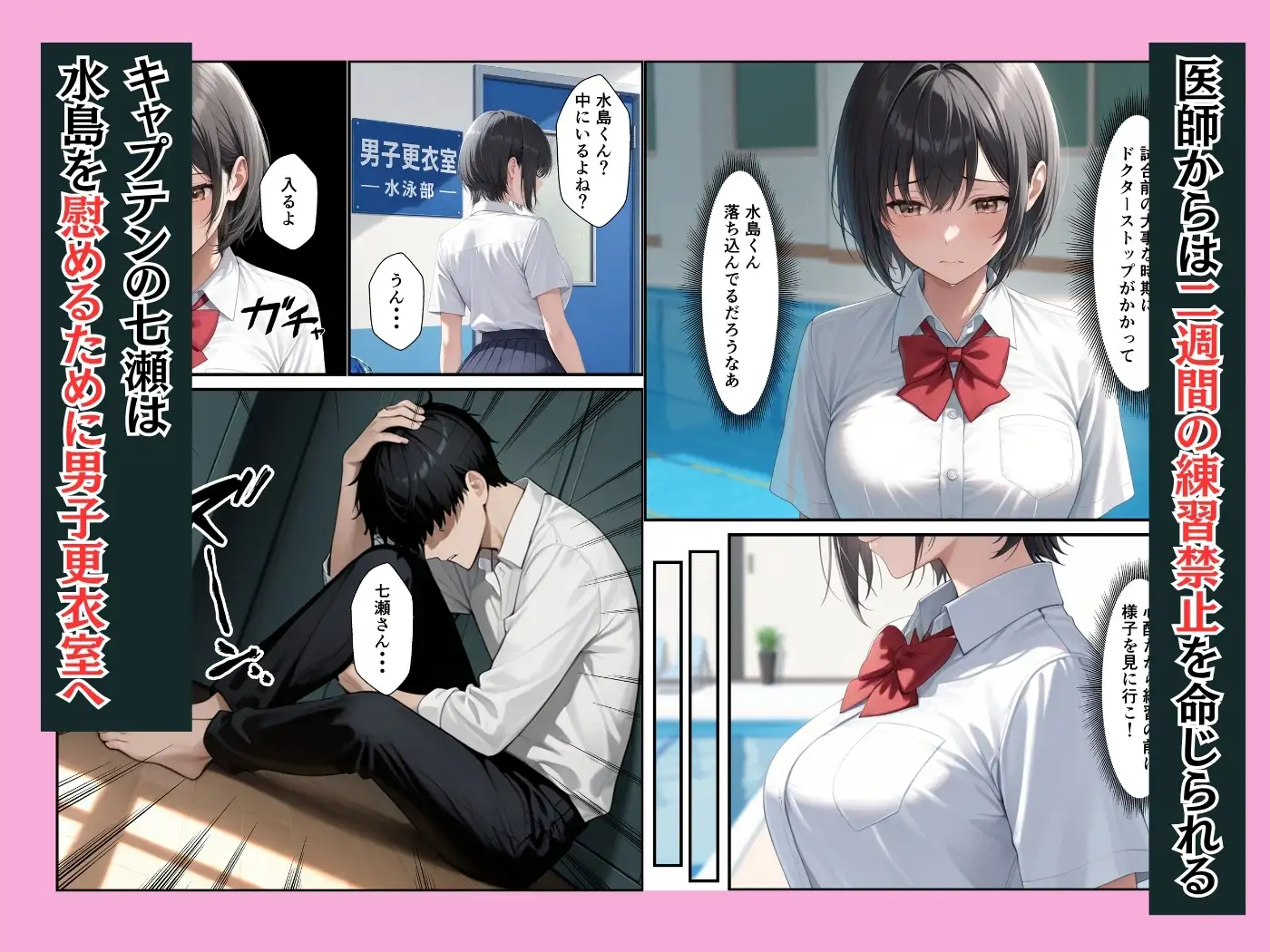 ケガをして落ち込む男子部員が水泳部キャプテンに慰めてもらったら中出しセックスに発展した話 サンプル画像 3
