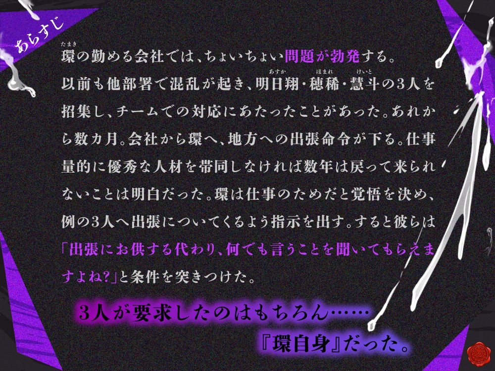 後輩たちの出した条件2 ~出張先でも…先輩のカラダ、俺らに下さい?~ 画像2