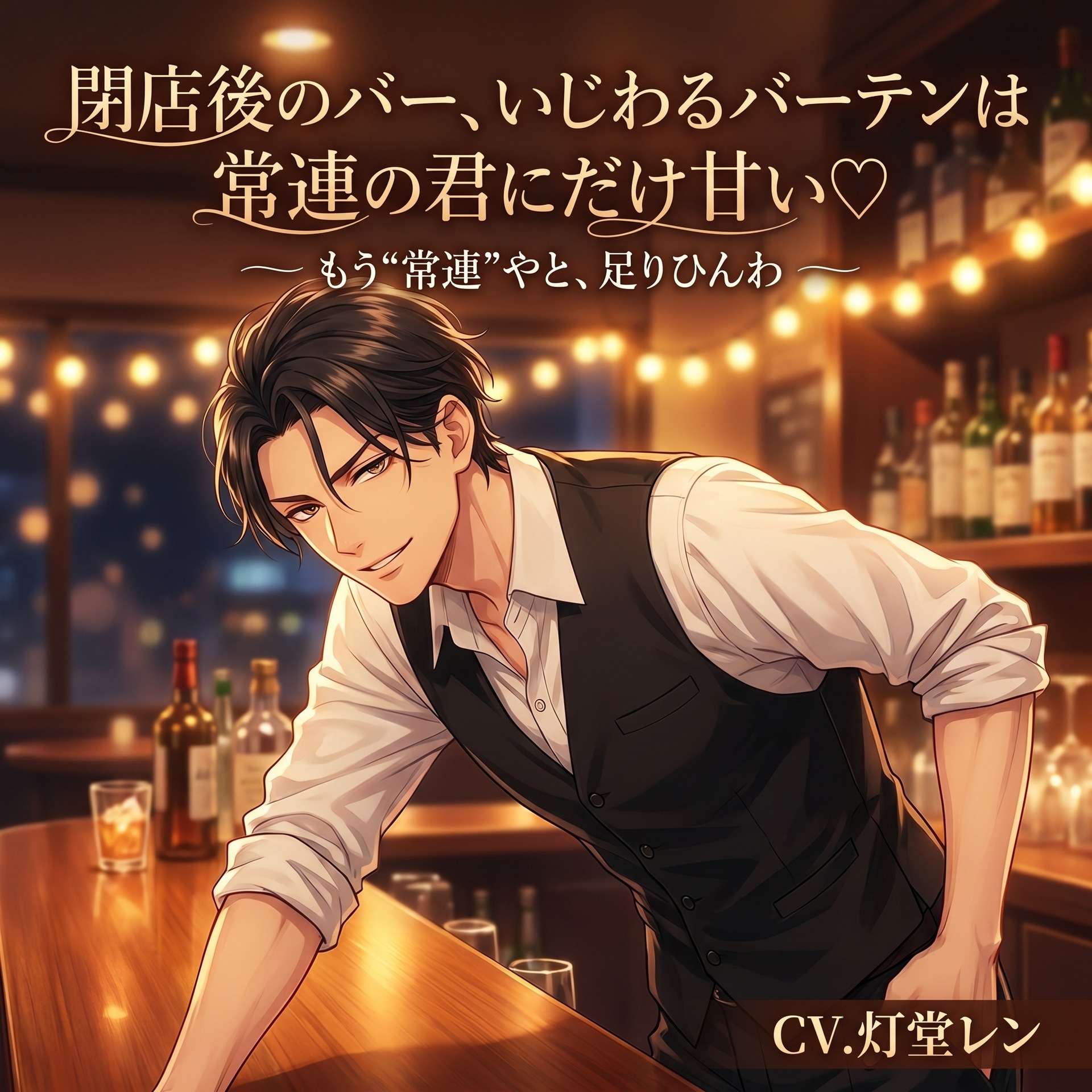 閉店後のバー、いじわるバーテンは常連の君にだけ甘い♡〜カウンター越しの低音に酔わされ、誰にも内緒で耳舐め&生中出しされる夜〜【関西弁/バイノーラル】-1画像