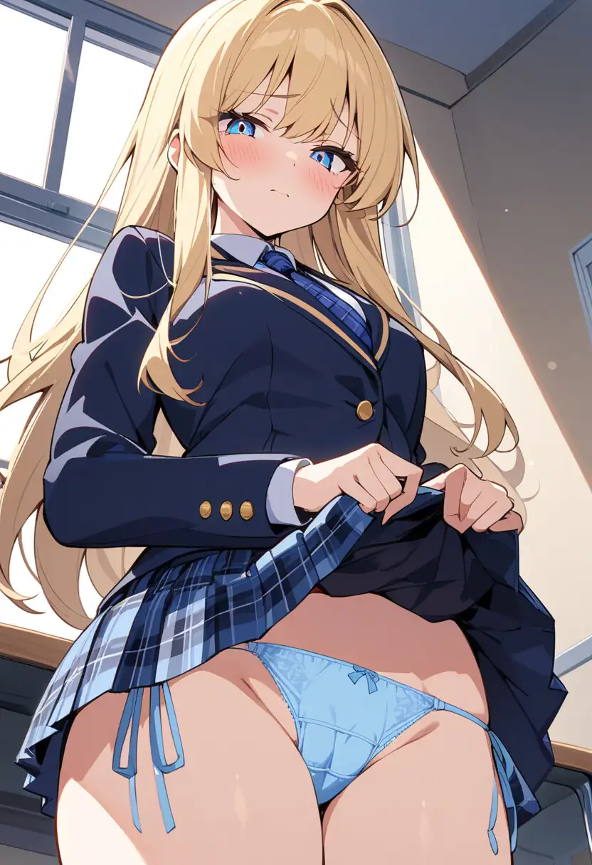 ブレザー服でスカートたくし上げパンチラ200枚 サンプル画像 9