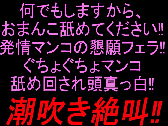 何でもしますから、おまんこ舐めてください‼︎発情マンコの懇願フェラ‼︎ぐちょぐちょマンコ舐め回され頭真っ白潮吹き絶叫‼︎ RJ01667485