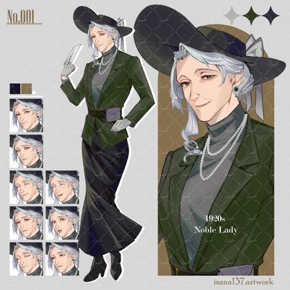 立ち絵素材_表情差分9種【1920s Noble Lady】