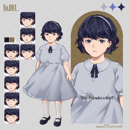 立ち絵素材_表情差分9種【The Porcelain Girl】