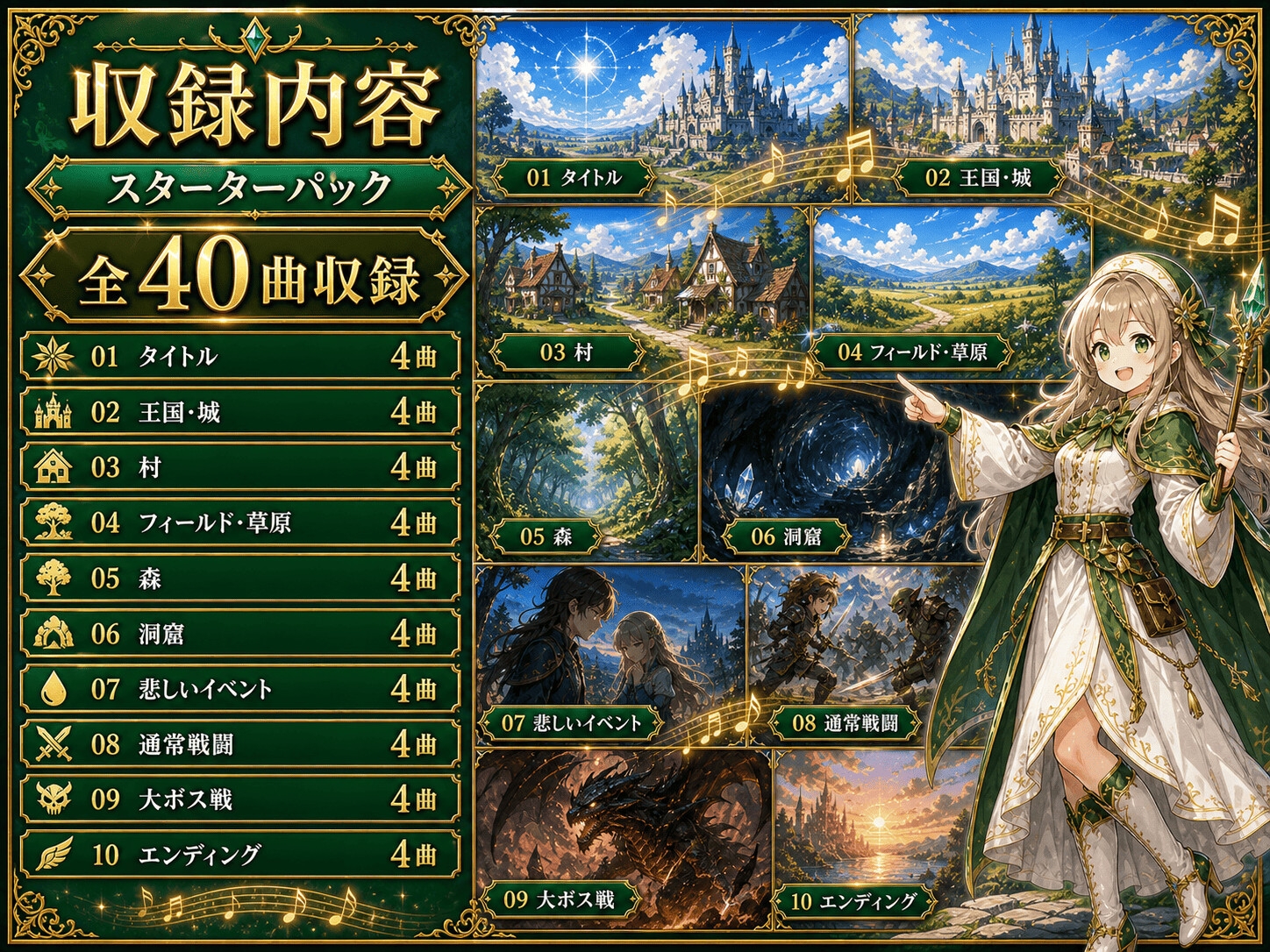 RPGゲームBGM素材集|スターターパック 全40曲|王道ファンタジーオーケストラ 画像1