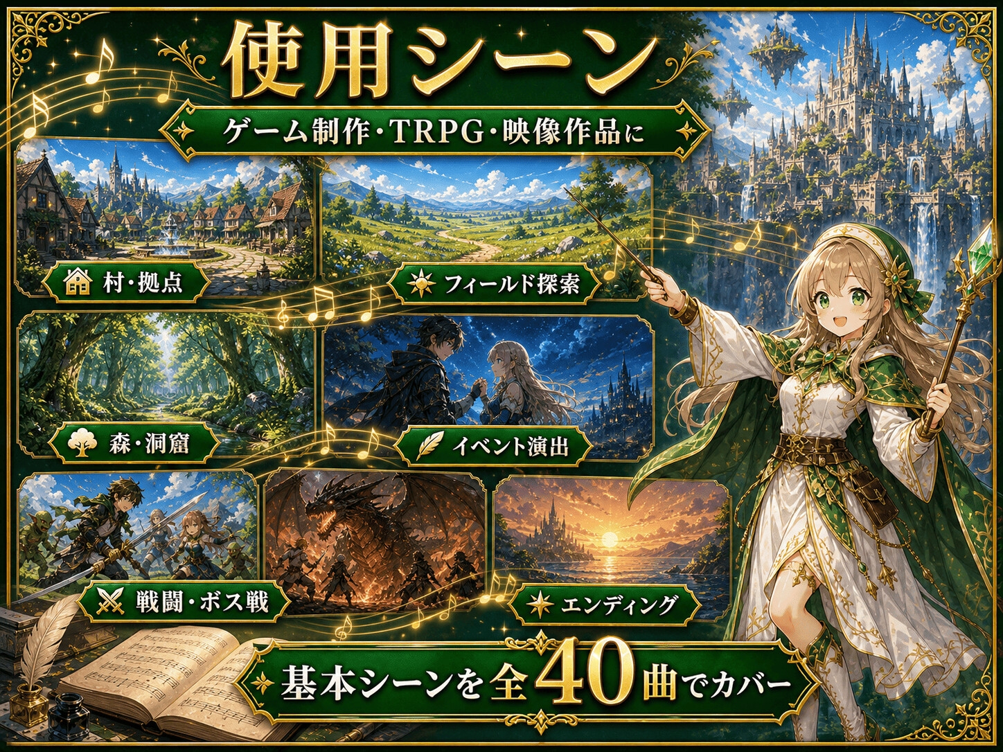 RPGゲームBGM素材集|スターターパック 全40曲|王道ファンタジーオーケストラ 画像2