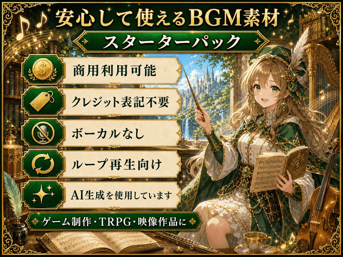 RPGゲームBGM素材集|スターターパック 全40曲|王道ファンタジーオーケストラ 画像3
