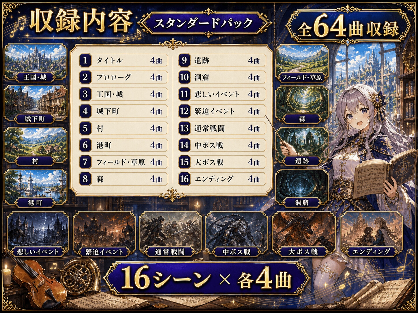 RPGゲームBGM素材集|スタンダードパック 全64曲|王道ファンタジーオーケストラ 画像1