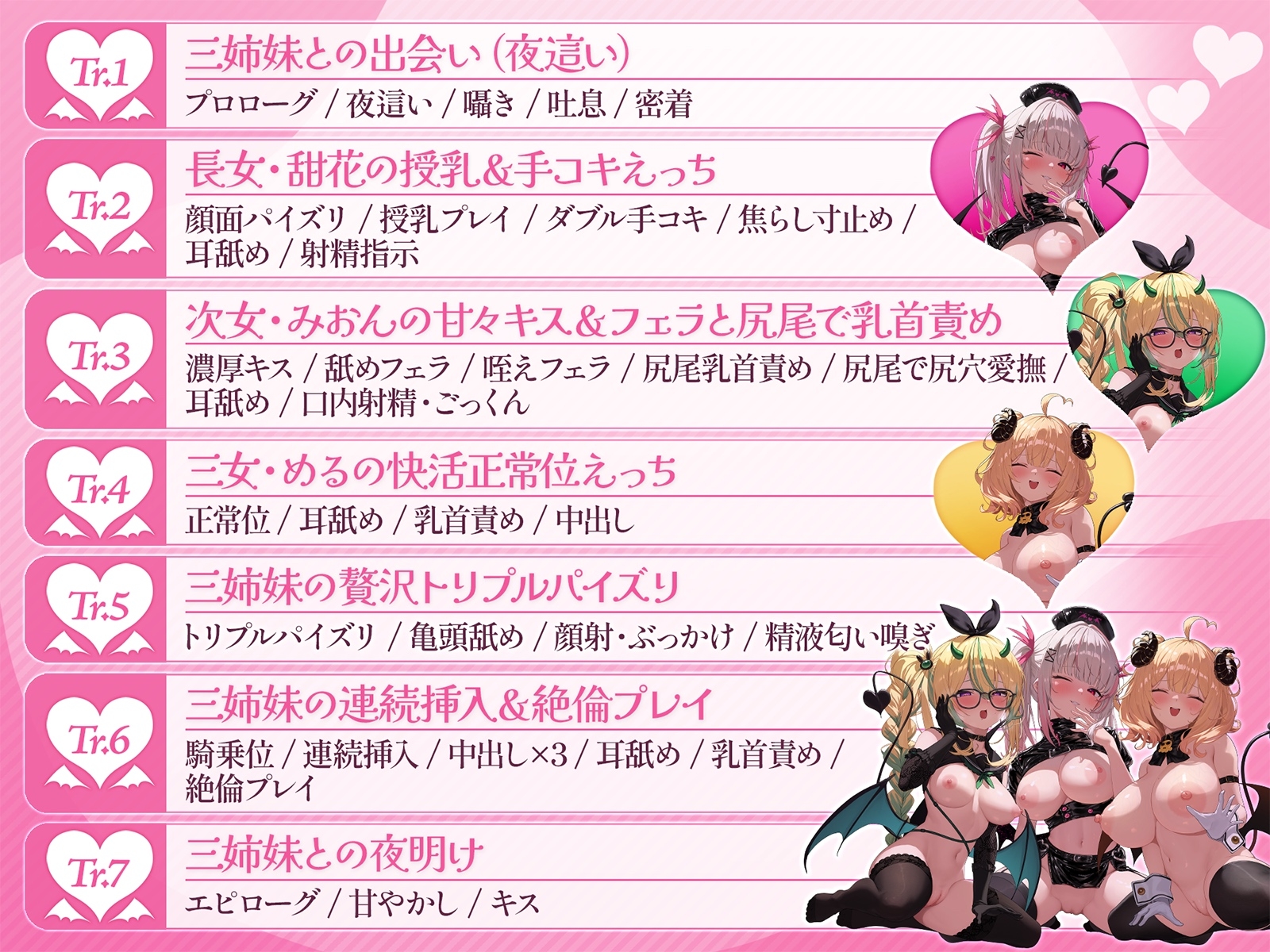 【三人同時責め】熟睡中のあなたを夜○いで○すサキュバス三姉妹。優しい長女・甘々次女・元気な三女に一晩中何度も中出しをねだられ、精液を最後の一滴まで搾り尽くされる 画像4