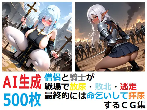 僧侶と騎士が戦場で放尿・敗北・逃走・最終的には命乞いして拝尿するCG集 ジャケット画像