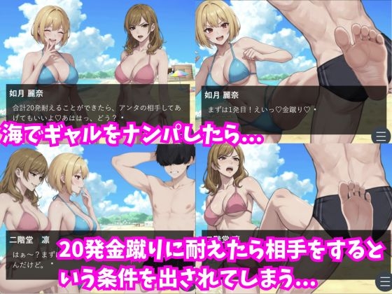 水着美女と金蹴り我慢ゲーム【M向けタップアクションノベル】 サンプル1