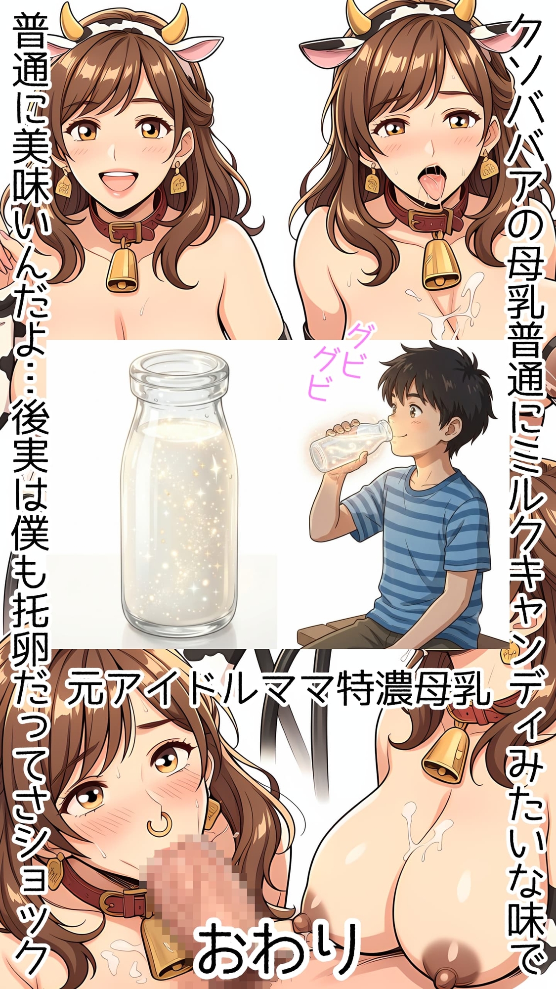 モーモーミルクママ牧場 味くらべ 元アイドル美人ママが浮気中出し托卵受精赤ちゃん出産特濃母乳搾乳/ブサイクママが中出し托卵受精赤ちゃん出産変態牛コス搾乳プレイ 画像10