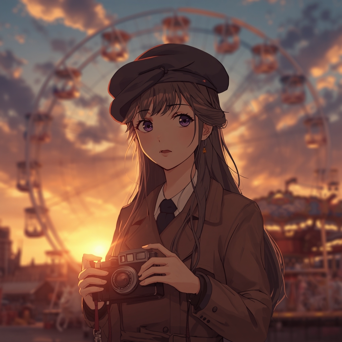 【AIイラスト集】NOSTALGIA III - 追憶のネガフィルムと夕暮れの遊園地 - 画像2