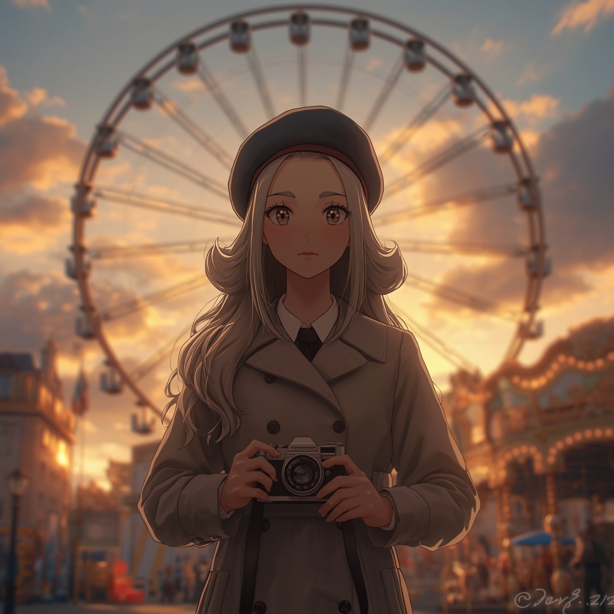 【AIイラスト集】NOSTALGIA III - 追憶のネガフィルムと夕暮れの遊園地 - 画像3