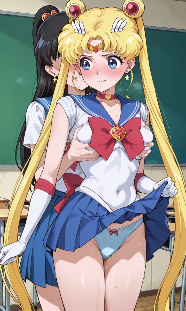 セーラー戦士が悪の美少女戦士にふたなり乱暴される（おまけCG付き） サンプル画像 2