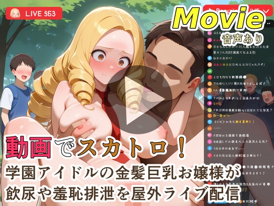 動画でスカトロ!学園アイドルの金髪巨乳お嬢様が飲尿や羞恥排泄を屋外ライブ配信