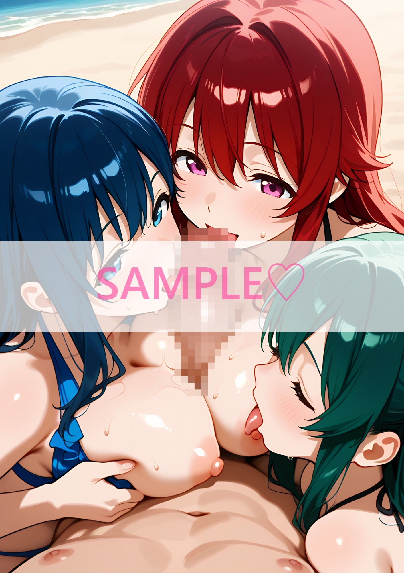 巨乳水着ハーレム！～おっぱいプルプル！僕だけの常夏ビーチパラダイス～ サンプル6
