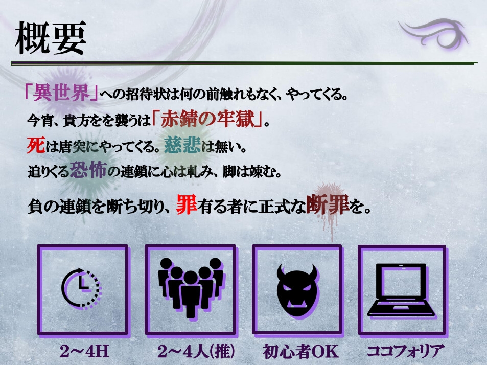 クトゥルフ神話TRPG「羽墜としの牢獄」